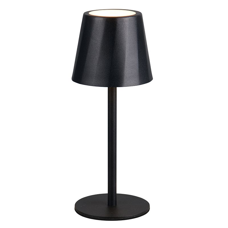 Black rechargeable table lamp metal, Priya, 1,6W, warm to cold white adjustable LED, 3-step dimmable
