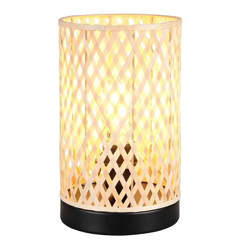 Rattan table lamp brown, Laut, with switch