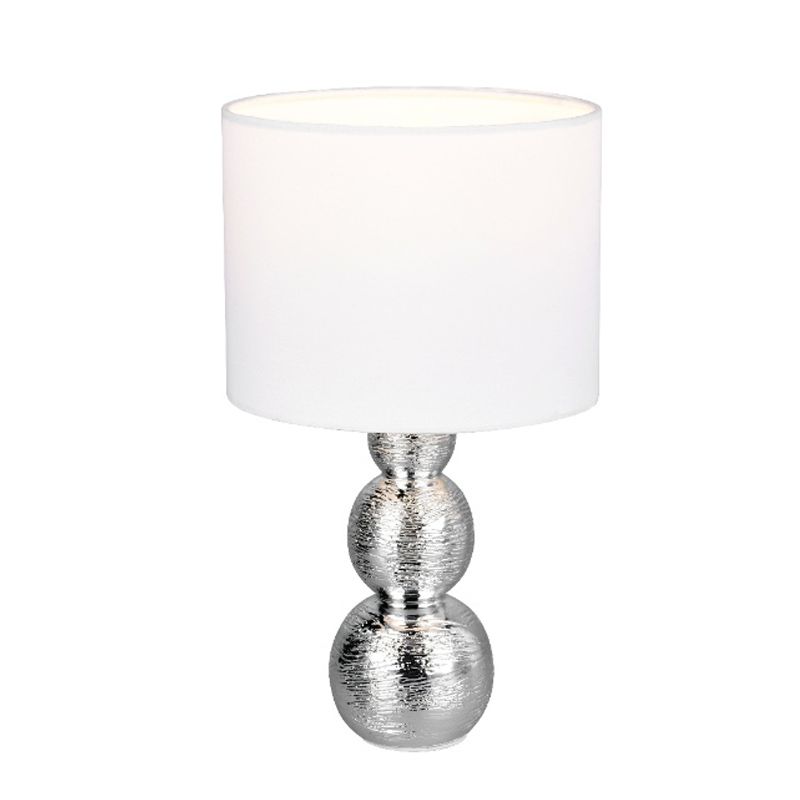 Ceramic table lamp silver, Leonhard, with switch