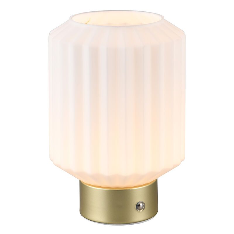 Brass rechargeable table lamp retro, Tamer, 2W, 3000K LED, with touch dimmer