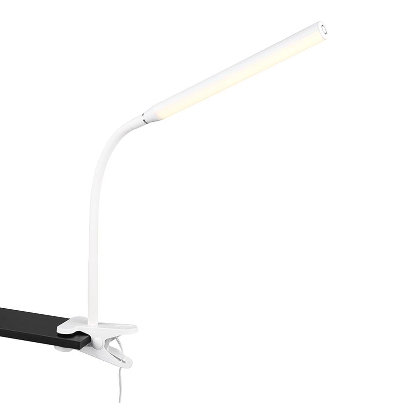 White clip on light modern, Rommert, 5W, warm to cold white adjustable LED, with touch dimmer