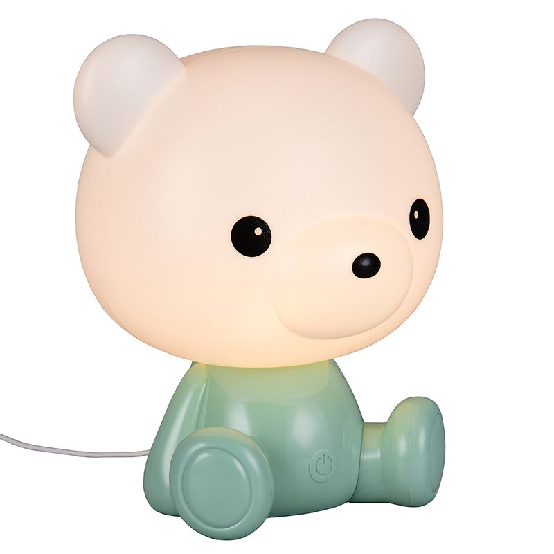 Green children's table lamp plastic, Lumibear, 0,3W, RGB LED, with switch