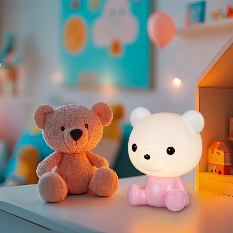 Pink children's table lamp plastic, Lumibear, 0,3W, RGB LED, with switch Pink children's table lamp plastic, Lumibear, 0,3W, RGB LED, with switch