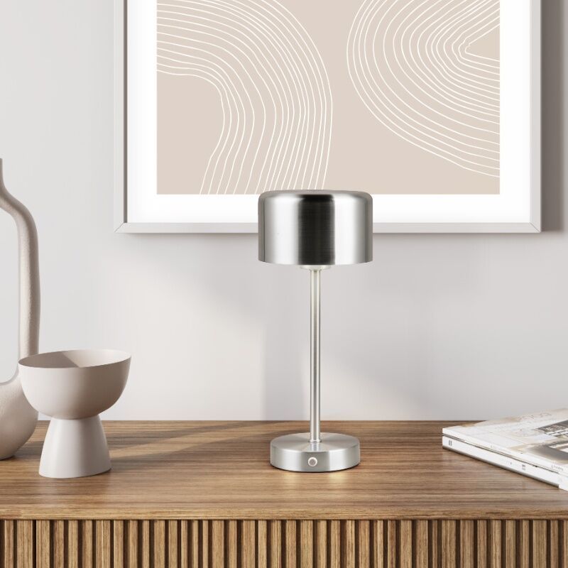 Nickel rechargeable table lamp modern, Dustin, 1W, 3000K LED, with touch dimmer