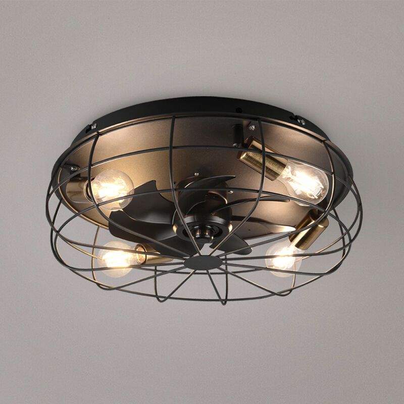 Black ceiling fan modern, Roberto, with remote control