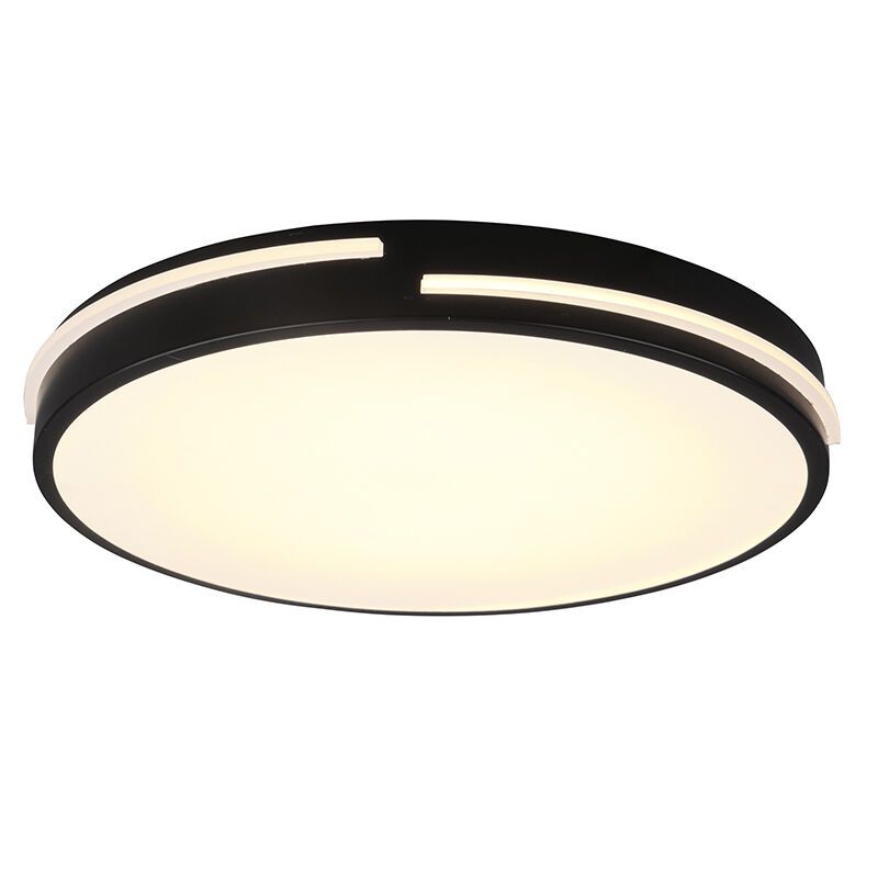 Black flush ceiling light modern, Fadi, 24W, warm to cold white adjustable LED, with remote control