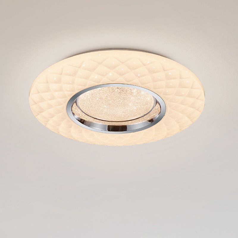 White flush ceiling light modern, Neema, 22W, warm to cold white adjustable LED, with remote control