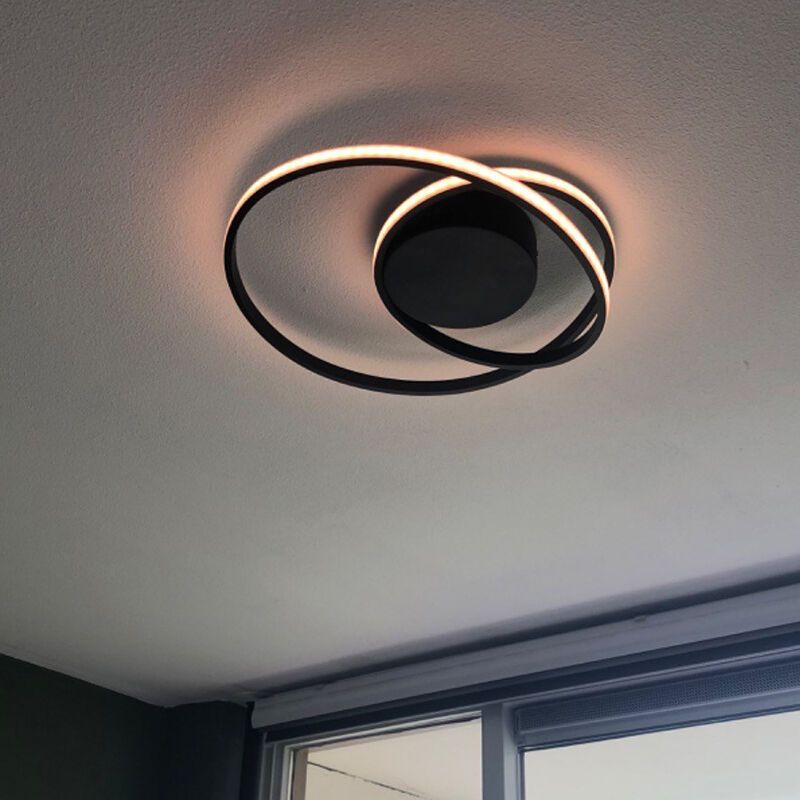 Black flush ceiling light modern, Sassandra, 22W, 3000K LED, 3-step dimmable