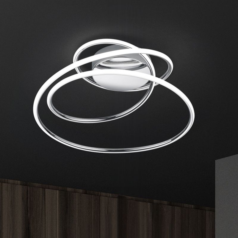 Chrome flush ceiling light design, Marell, 36W, 4000K LED, 3-step dimmable
