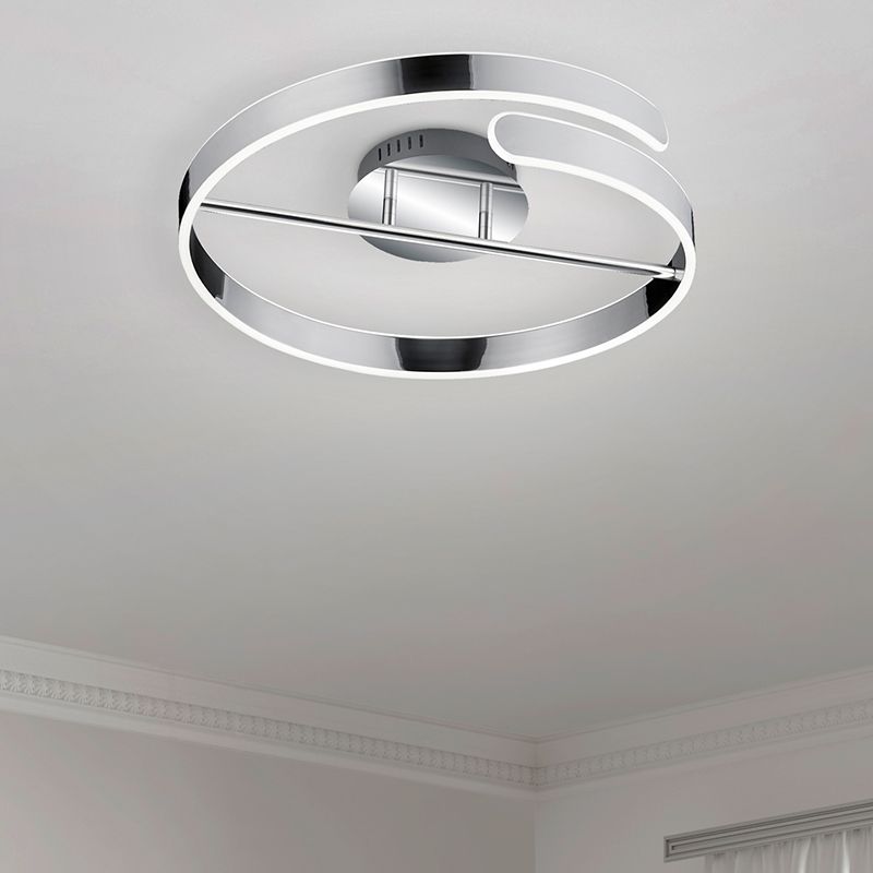 Chrome flush ceiling light design, Resy, 37W, 4000K LED, 3-step dimmable