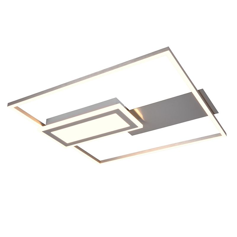 Nickel flush ceiling light design, Shun, 32W, warm to cold white adjustable LED