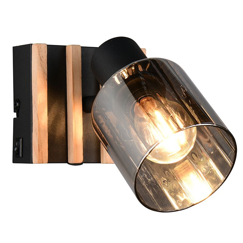 Black wall spotlight modern, Steije, with switch