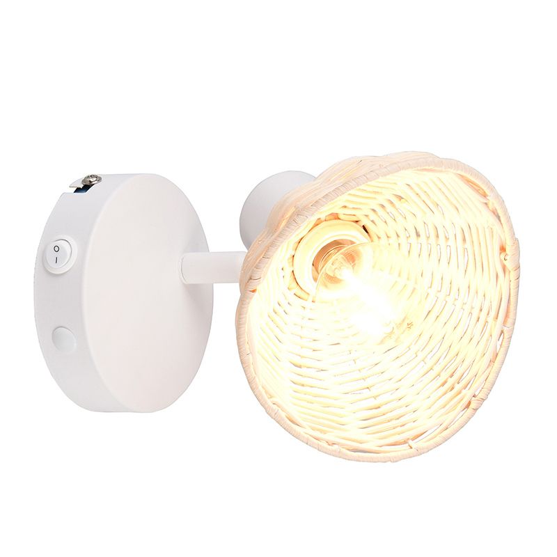 Rattan wall light brown, Sijmen, with switch