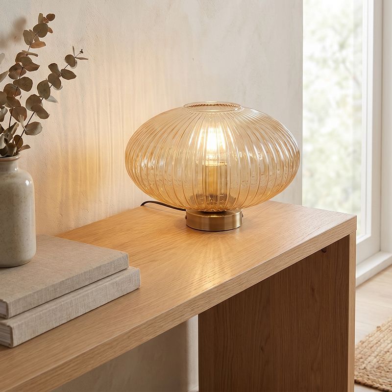 Design table lamp amber, Charlois, with switch
