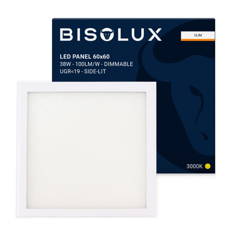 Bisolux 600x600 LED Panel - 38W - 3000K - Dimmable - UGR<19 - Side-Lit Bisolux 600x600 LED Panel - 38W - 3000K - Dimmable - UGR<19 - Side-Lit