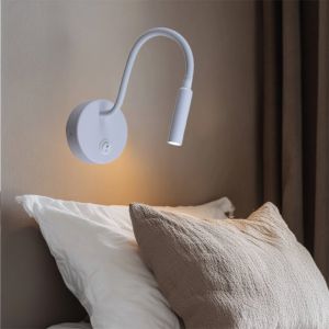 Modern bedside lamp white, Fiona, with switch