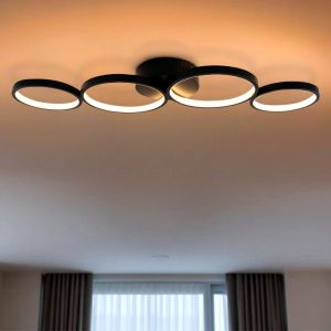 Design flush ceiling light black, Giorgio, 34W, 3000K LED