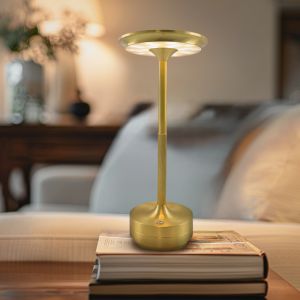 Modern rechargeable table lamp gold, Arvind, 3W, warm to cold white adjustable LED, with switch