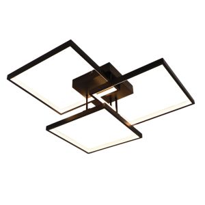 Modern flush ceiling light black, Giorgio, 38W, 2700K LED, 3-step dimmable