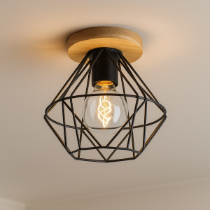 Wood flush ceiling light brown, Jochem