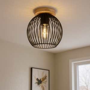 Wood flush ceiling light brown, Wiro