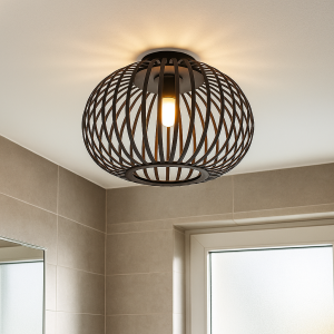 Industrial bathroom ceiling light black, Lieve, IP44