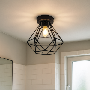 Industrial bathroom ceiling light black, Jochem, IP44