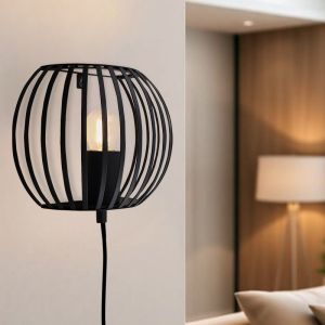 Industrial wall light black, Lieve, with switch
