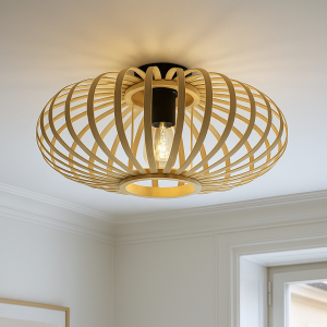 Bamboo flush ceiling light brown, Lieve