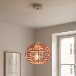 Rattan pendant light pink, Roza