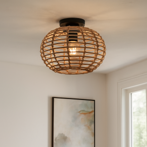 Rattan ceiling light brown, Roza