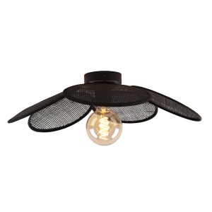Rattan ceiling light black, Rowen