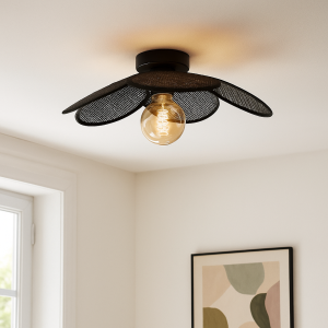 Rattan ceiling light black, Rowen