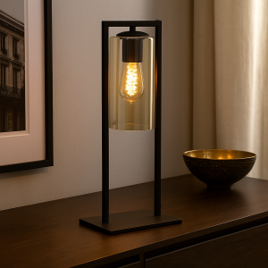 Industrial table lamp black, Tonia, with switch