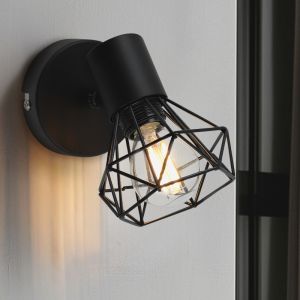 Industrial wall spotlight black, Jaylano