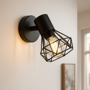 Industrial wall spotlight black, Jaylano