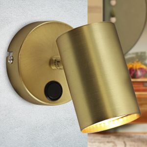 Modern wall spotlight brass, Elena, with switch