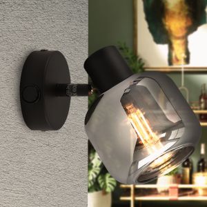 Modern wall spotlight black, Craig, with switch