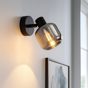 Modern wall spotlight black, Craig, with switch