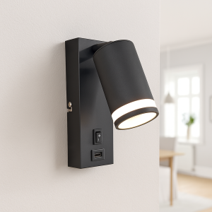 Modern wall spotlight black, Tara, with switch