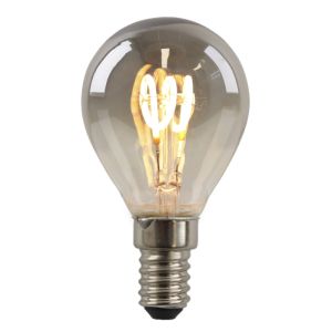 Dimmable Olucia E14 LED filament bulb Tuelo, grey, P45, 4W, 2200K