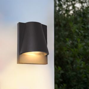 Modern outdoor wall light with dusk to dawn sensor black, Luana, IP43