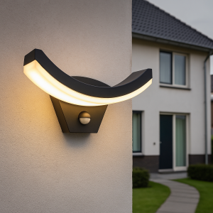 Modern outdoor wall light with motion sensor black, Annemay, 7W, 3000K LED, IP54