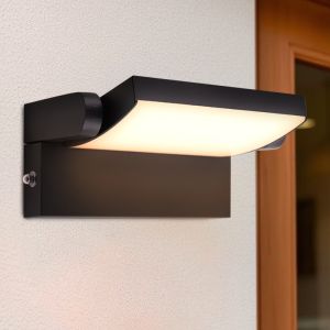 Modern outdoor wall light with dusk to dawn sensor black, Alet, 12,5W, 3000K LED, IP54