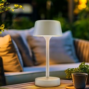 Modern outdoor table lamp white, Emily, 3W, 3000K LED, IP44, 3-step dimmable