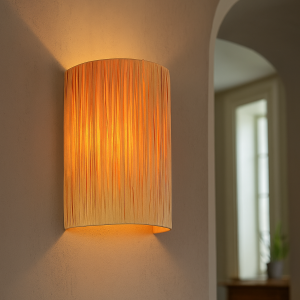 Paper wall light brown, Daisy, with switch
