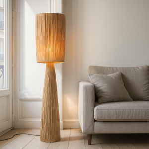 Paper floor lamp brown, Daisy, with switch