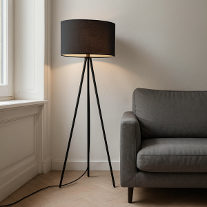 Modern floor lamp black, Janou, with switch
