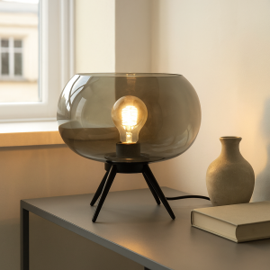 Design table lamp grey, Vidro, with switch