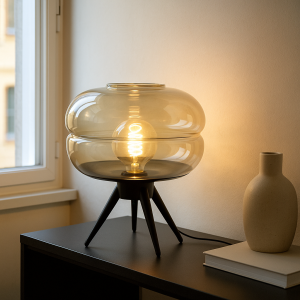 Retro table lamp amber, Sean, with switch
